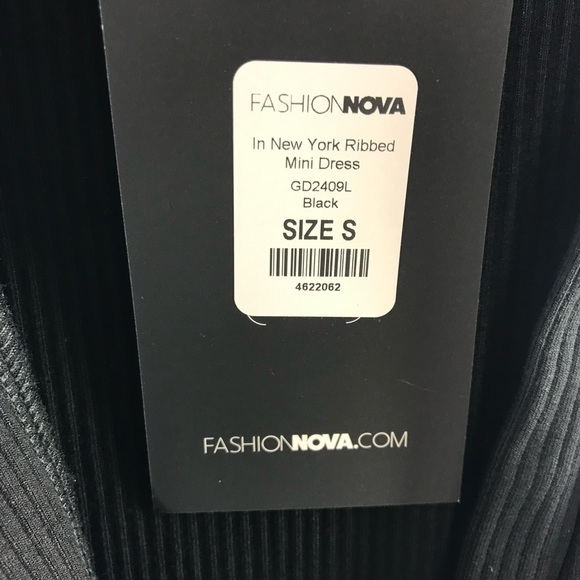 Nwt - Fashion Nova in New York Ribbed Mini Dress - Black. Size: S. - Picture 5 of 8